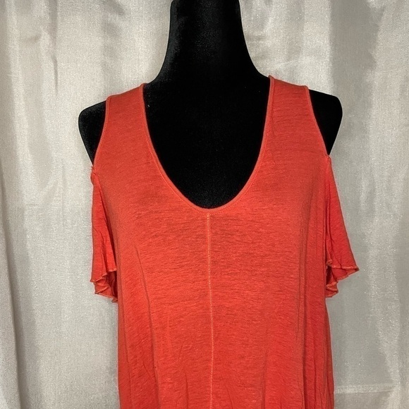 Free People Tops - Free People Bittersweet Cold Shoulder Top Women's Size Small Red V Neck Boho   